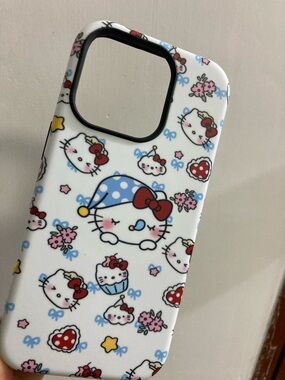 Hello Kitty White Cute Pattern  Case with Red & Blue Accents